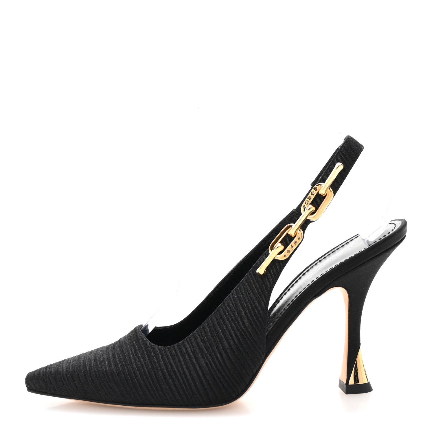Louis Vuitton Satin Sparkle Slingback Pumps 39 Black 1 of 9