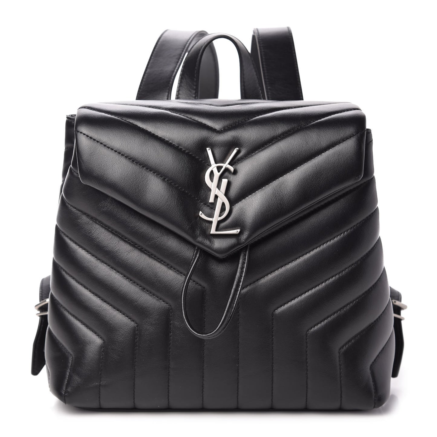 Calfskin Y Quilted Monogram Small Loulou Backpack Black