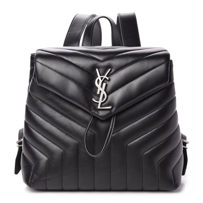 Saint Laurent Calfskin Y Quilted Monogram Small Loulou Backpack Black 1 of 10