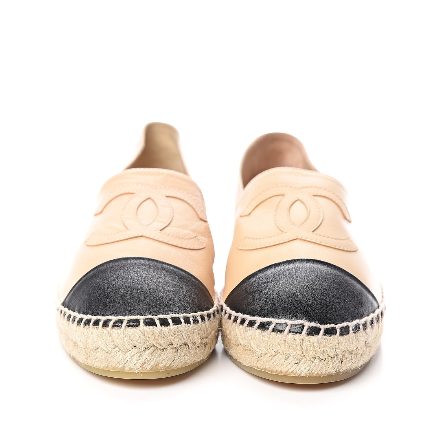 Chanel Lambskin CC Espadrilles 39 Beige Black 2 of 11