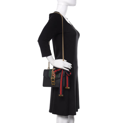 Gucci Calfskin Mini Sylvie Chain Shoulder Bag Black 2 of 10