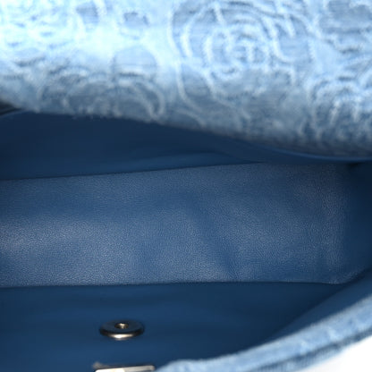 Chanel Denim Quilted Medium Camellia Sweetheart Flap Blue 6 of 10