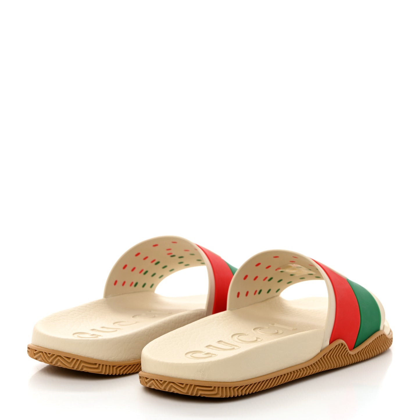 Rubber Web Womens Interlocking G Slide Sandals 39 Mystic White Green Red