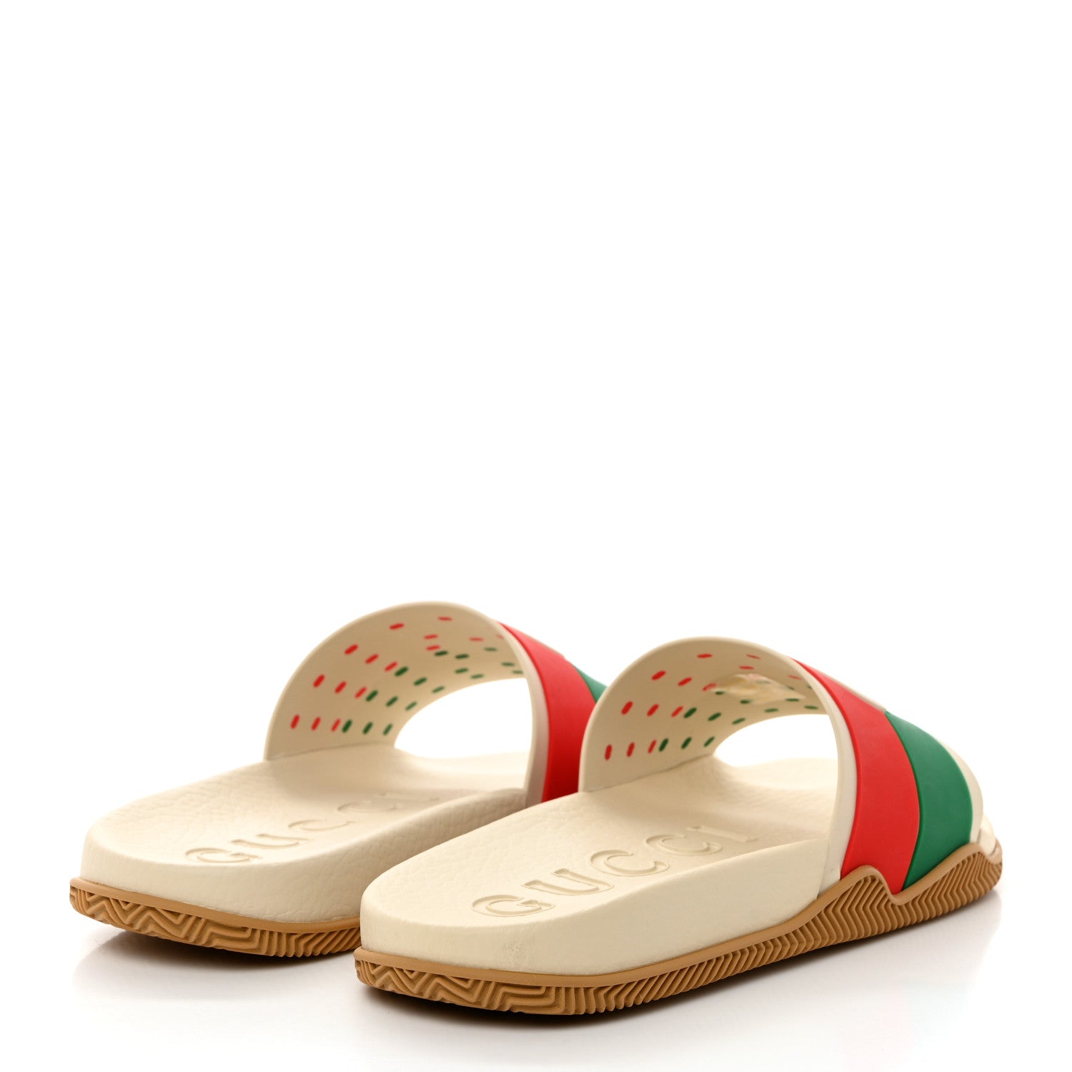 Gucci Rubber Web Womens Interlocking G Slide Sandals 39 Mystic White Green Red 4 of 9