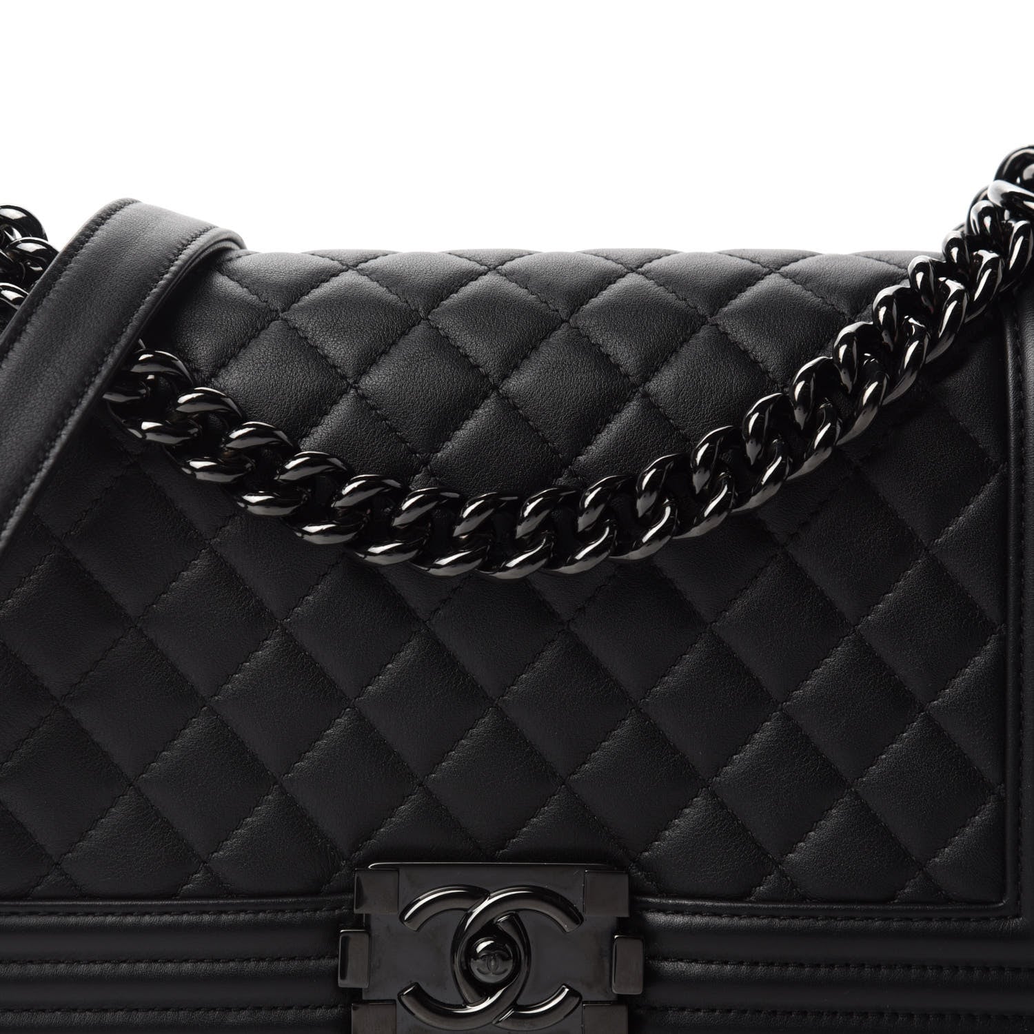 Chanel Calfskin Quilted Medium Boy Flap So Black 13 of 14
