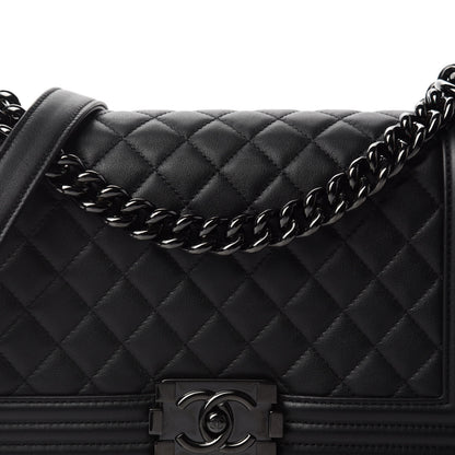 Chanel Calfskin Quilted Medium Boy Flap So Black 13 of 14