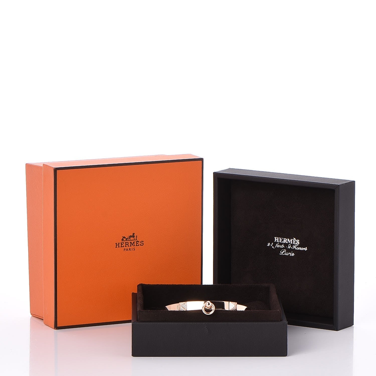Hermes 18K Rose Gold Diamond PM Collier De Chien Bracelet ST 7 of 7