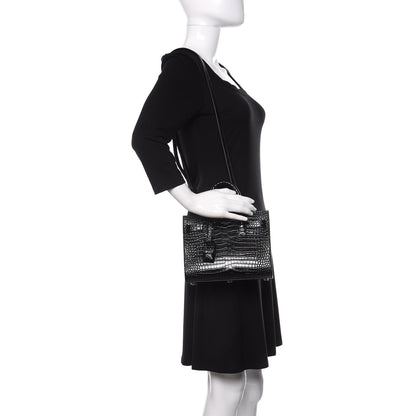 Saint Laurent Calfskin Crocodile Embossed Nano Sac De Jour Black 2 of 10