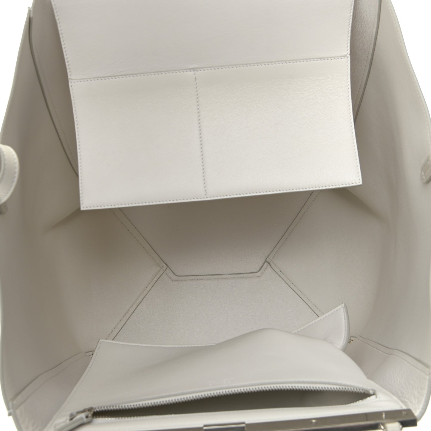 Calfskin Clasp Horizontal Cabas White