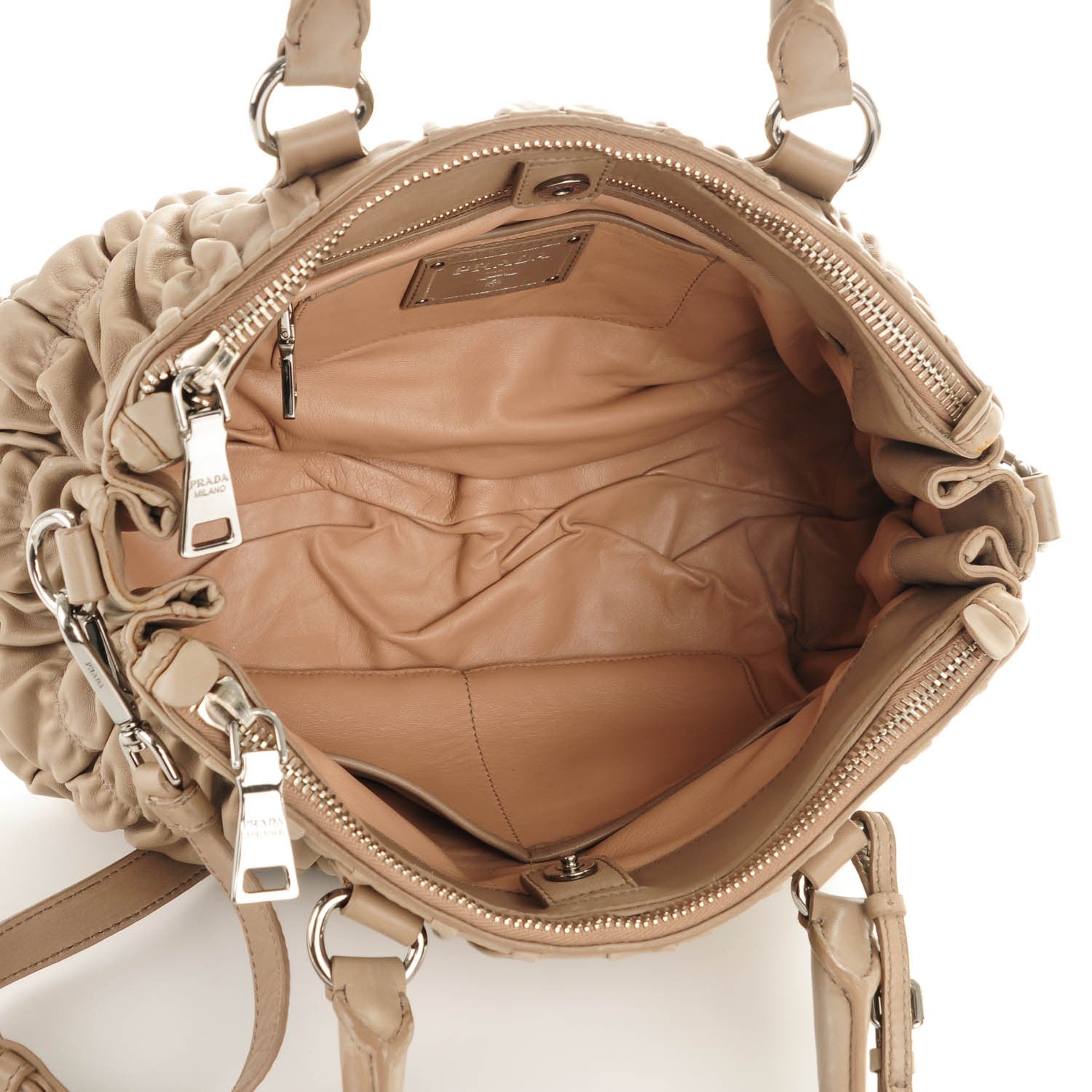 Prada Nappa Gaufre Double Zip Tote Argilla 5 of 15