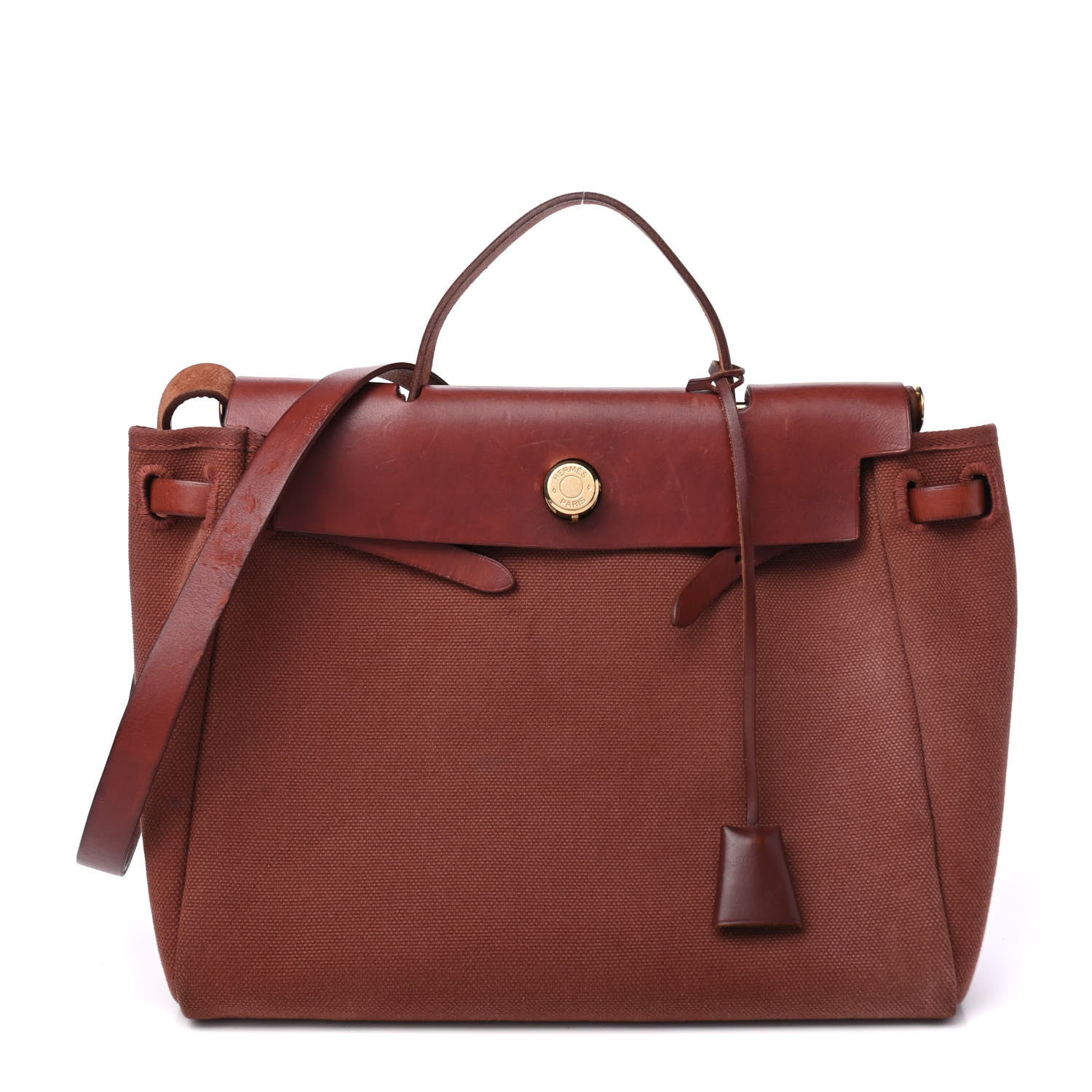 Hermes Toile Vache Calfskin Herbag 30 PM Havane 1 of 4
