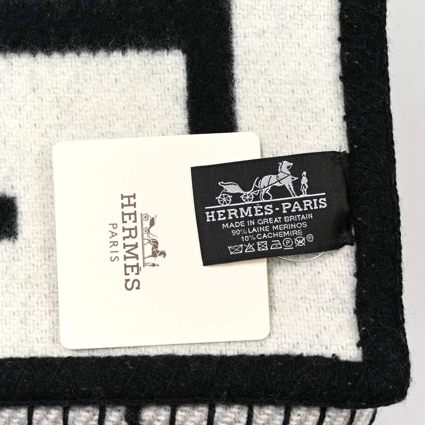 Wool Cashmere Avalon III Blanket Ecru Black