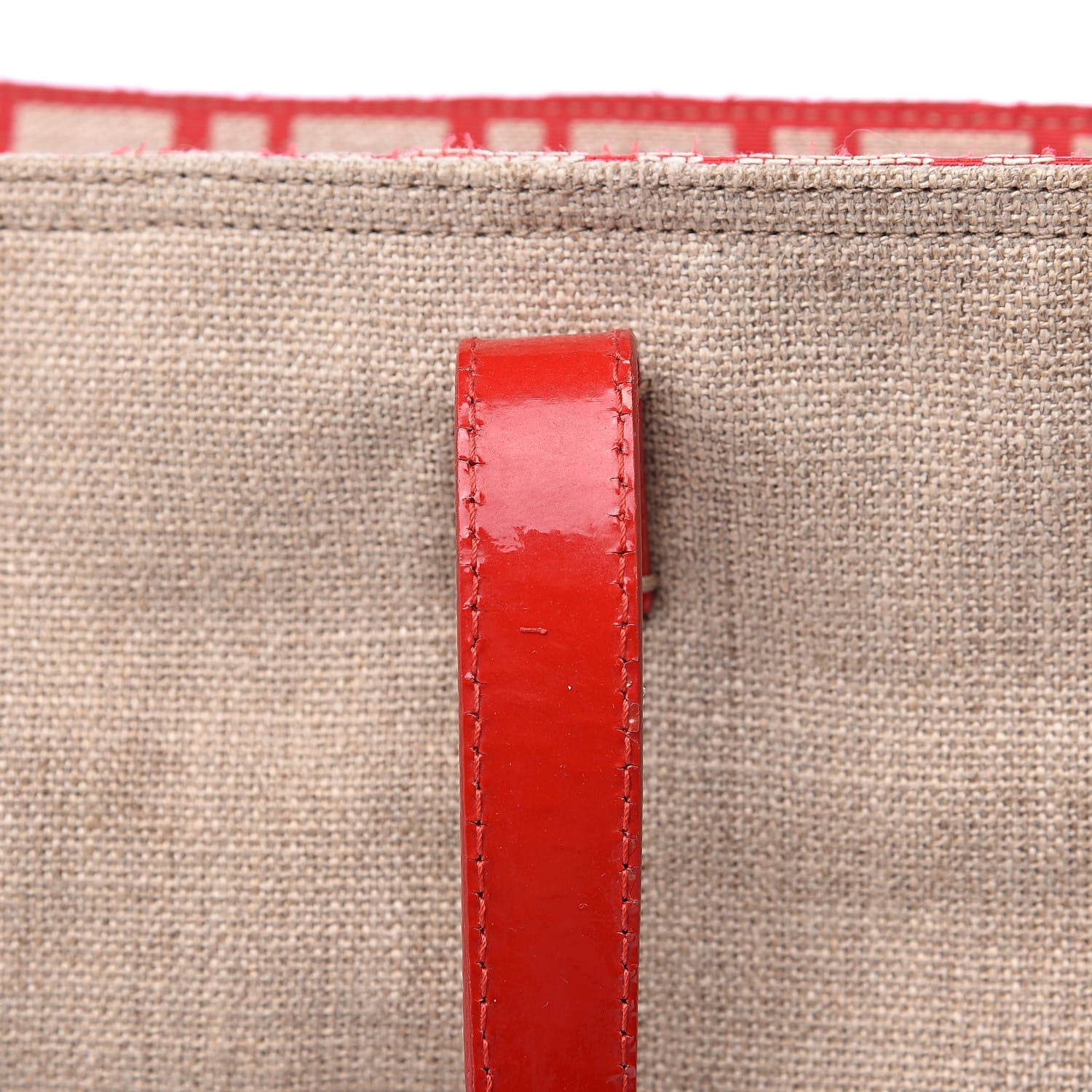 Fendi Linen Patent FF Shopping Tote Fragola 14 of 17
