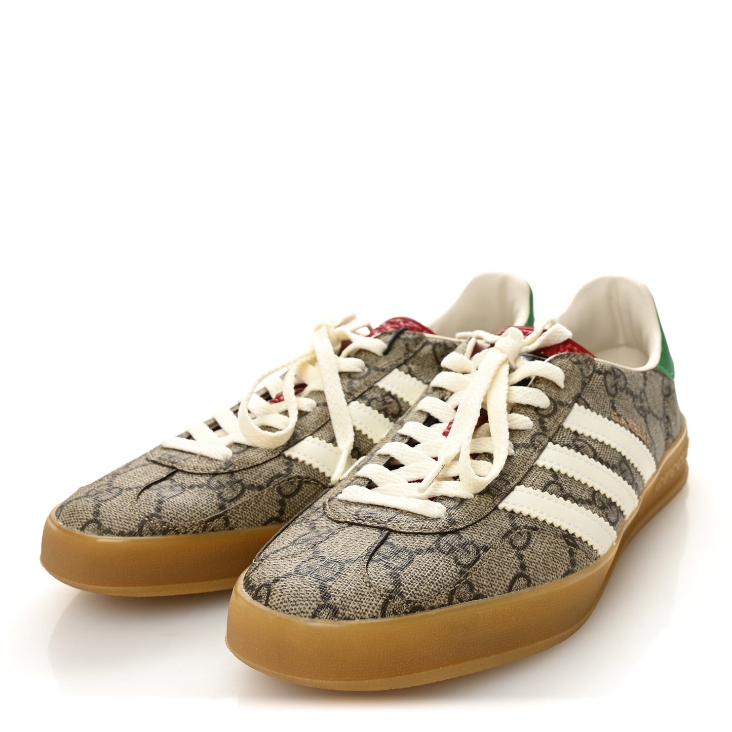 X ADIDAS GG Supreme Monogram Mens Gazelle Sneakers 10 Beige Ebony Off White New Shamarock 8.5 Beige Ebony Off White New Shamarock