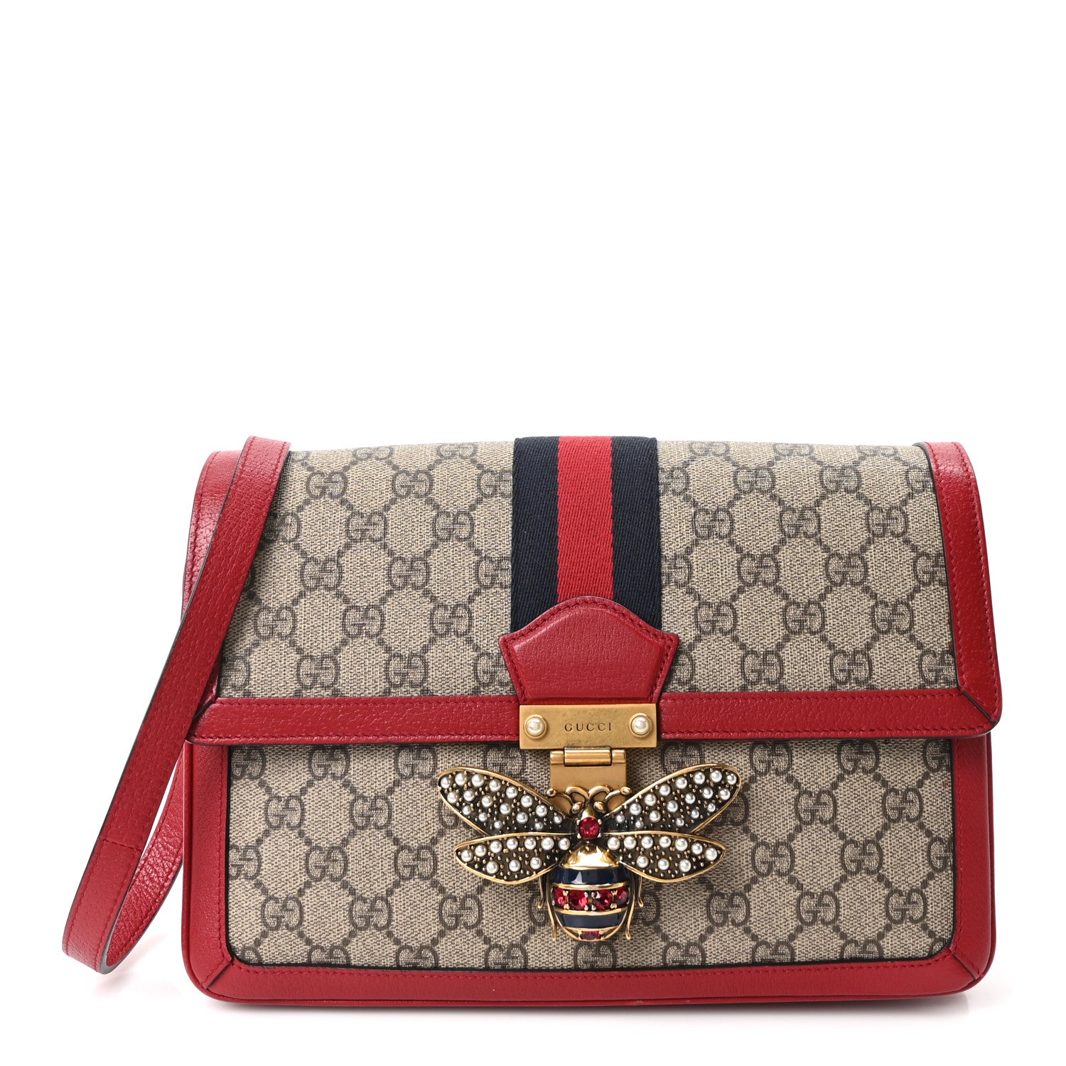 Gucci GG Supreme Monogram Medium Queen Margaret Shoulder Bag Red 1 of 10