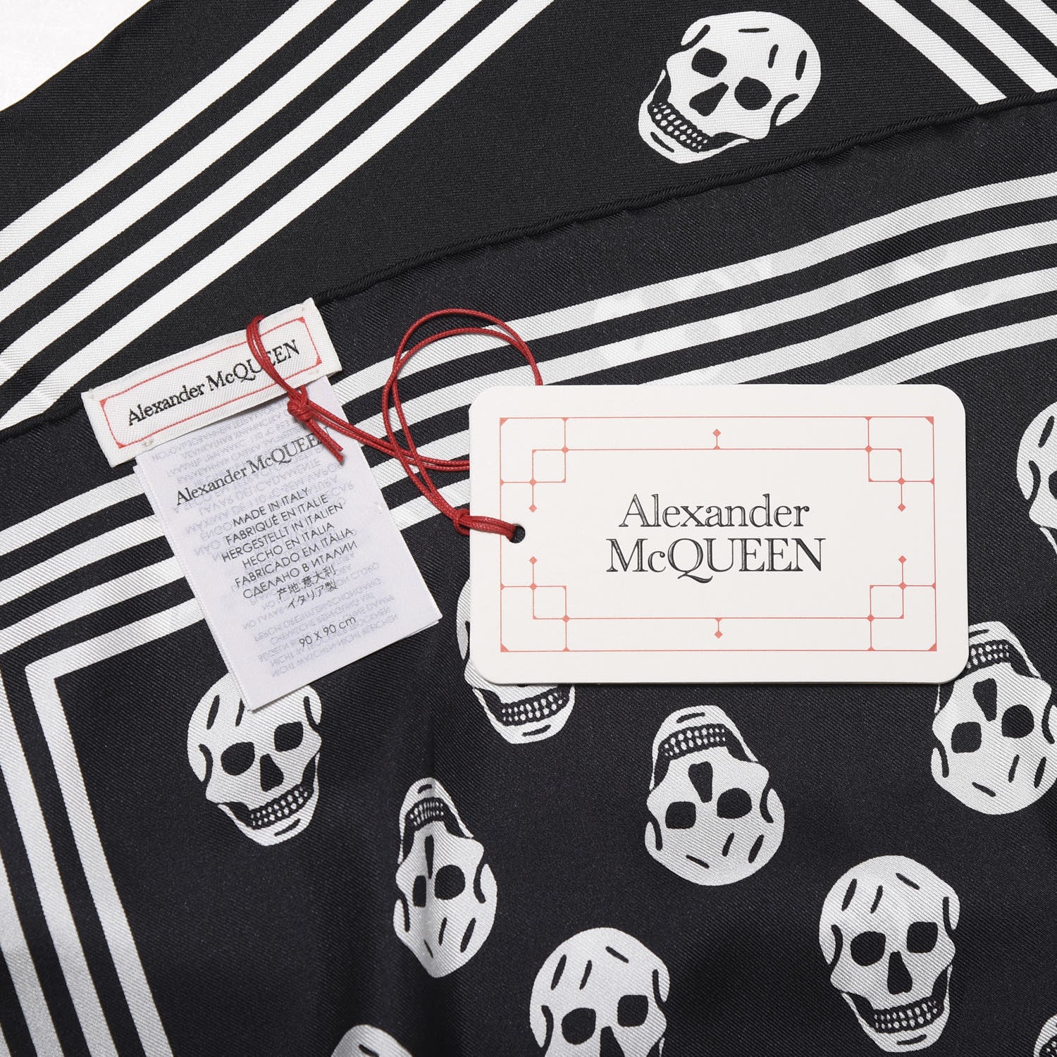 Alexander McQueen Silk Skull Scarf Black White 4 of 5