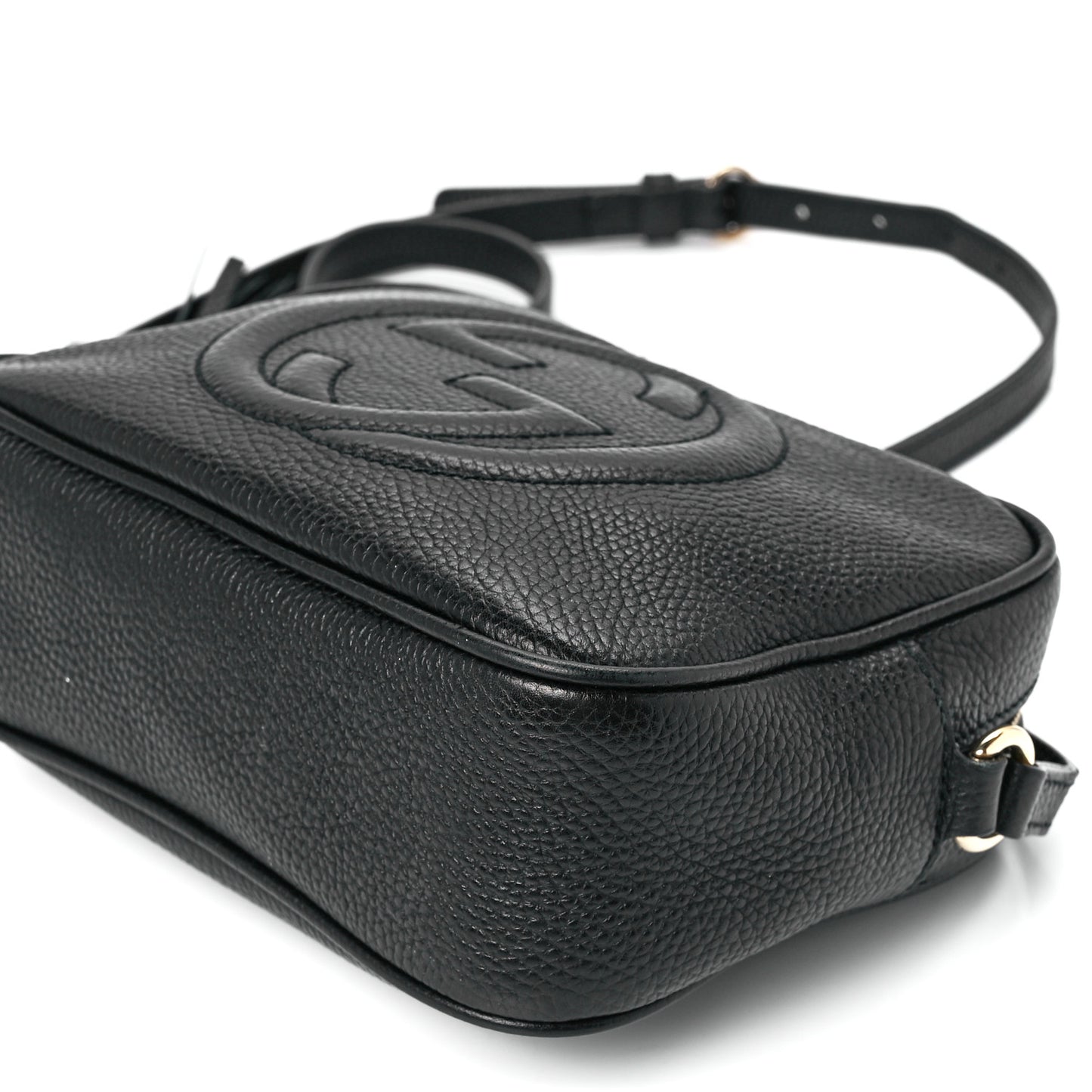 Pebbled Calfskin Small Soho Disco Bag Black