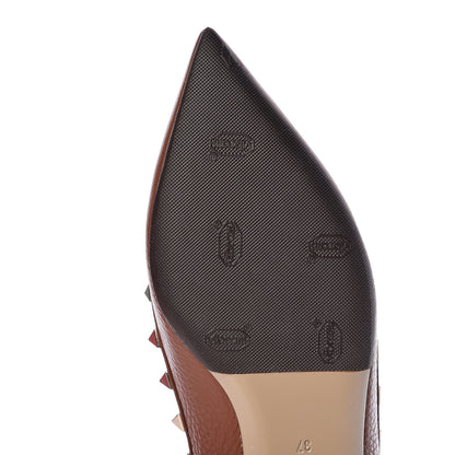 Valentino Garavani Pebbled Calfskin Rockstud Ballerina Flats 37 Light Cuir 8 of 13