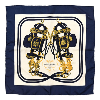 Hermes Silk Brides de Gala Scarf 45 Bleu Vif White Or 1 of 5