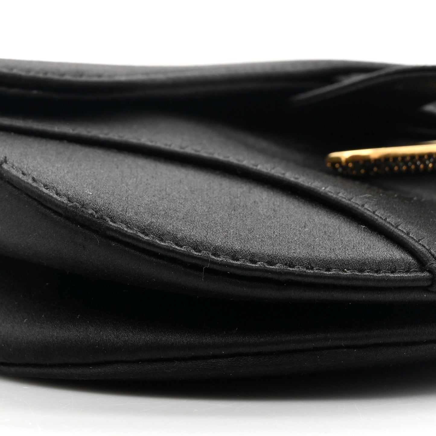 Satin Crystal Mini Saddle Bag Black