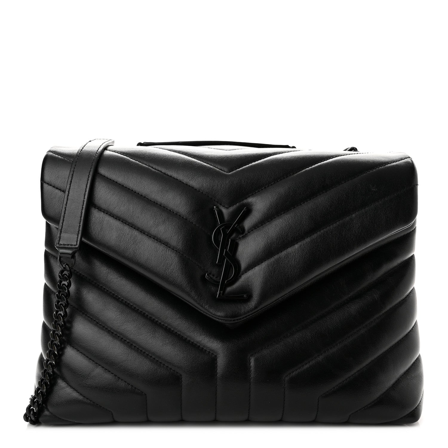 Saint Laurent Calfskin Y Quilted Monogram Medium Loulou Chain Satchel Black 1 of 10