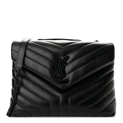 Saint Laurent Calfskin Y Quilted Monogram Medium Loulou Chain Satchel Black 1 of 10