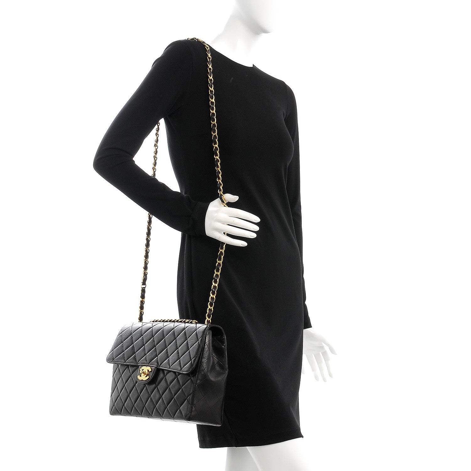 Chanel Lambskin Quilted Jumbo Single Flap Black 2 of 9