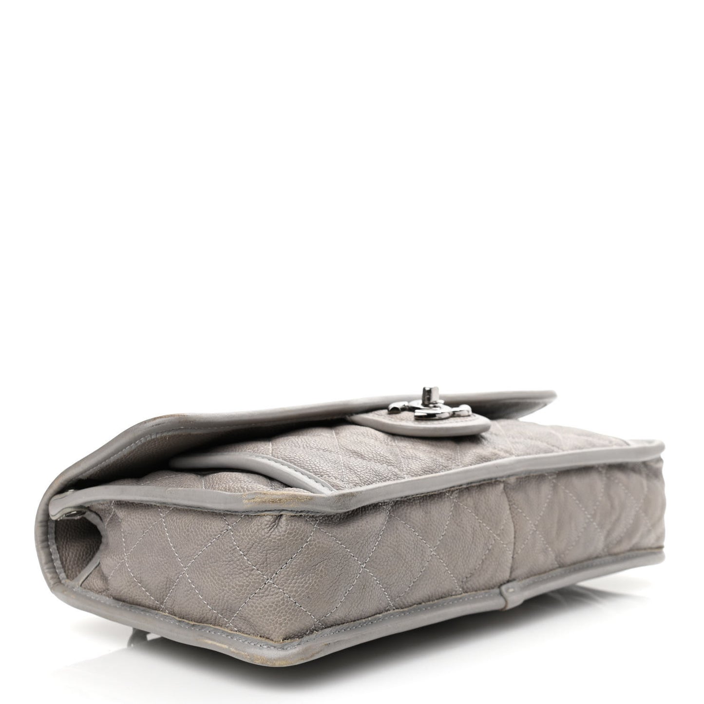 Caviar Quilted Medium French Riviera Flap Light Grey