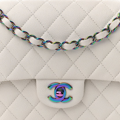 Chanel Caviar Quilted Rainbow CC Medium Double Flap White 8 of 11