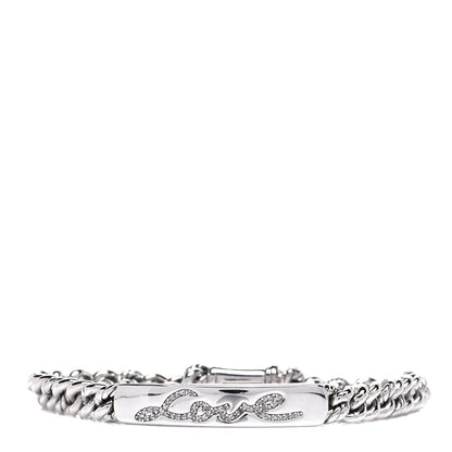 David Yurman Sterling Silver Diamond 7mm Petite Pave Curb Link Love ID Bracelet 1 of 6
