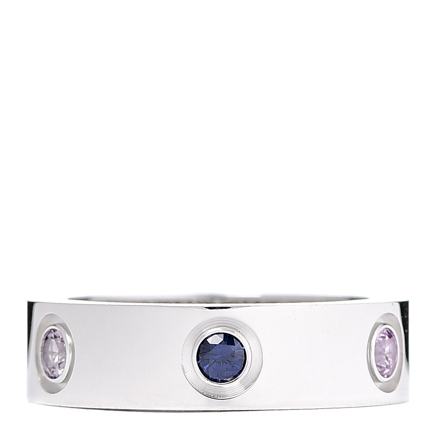 18K White Gold Sapphire Spinel Amethyst 5.5mm LOVE Ring 51 5.75