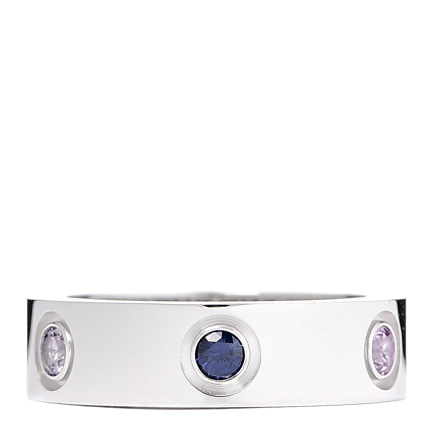 Cartier 18K White Gold Sapphire Spinel Amethyst 5.5mm LOVE Ring 51 5.75 1 of 6