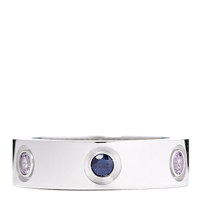 Cartier 18K White Gold Sapphire Spinel Amethyst 5.5mm LOVE Ring 51 5.75 1 of 6