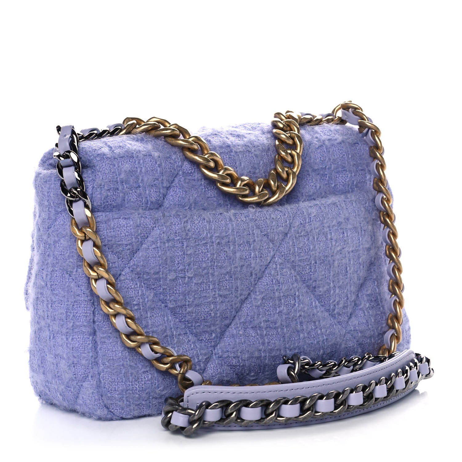 Chanel Tweed Mixed Fibers Quilted Medium Chanel 19 Flap Lilac 2 of 10