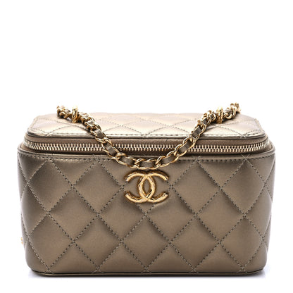 Chanel Metallic Lambskin Quilted Small CC Dynasty Vanity Case With Chain Gold 1 of 9