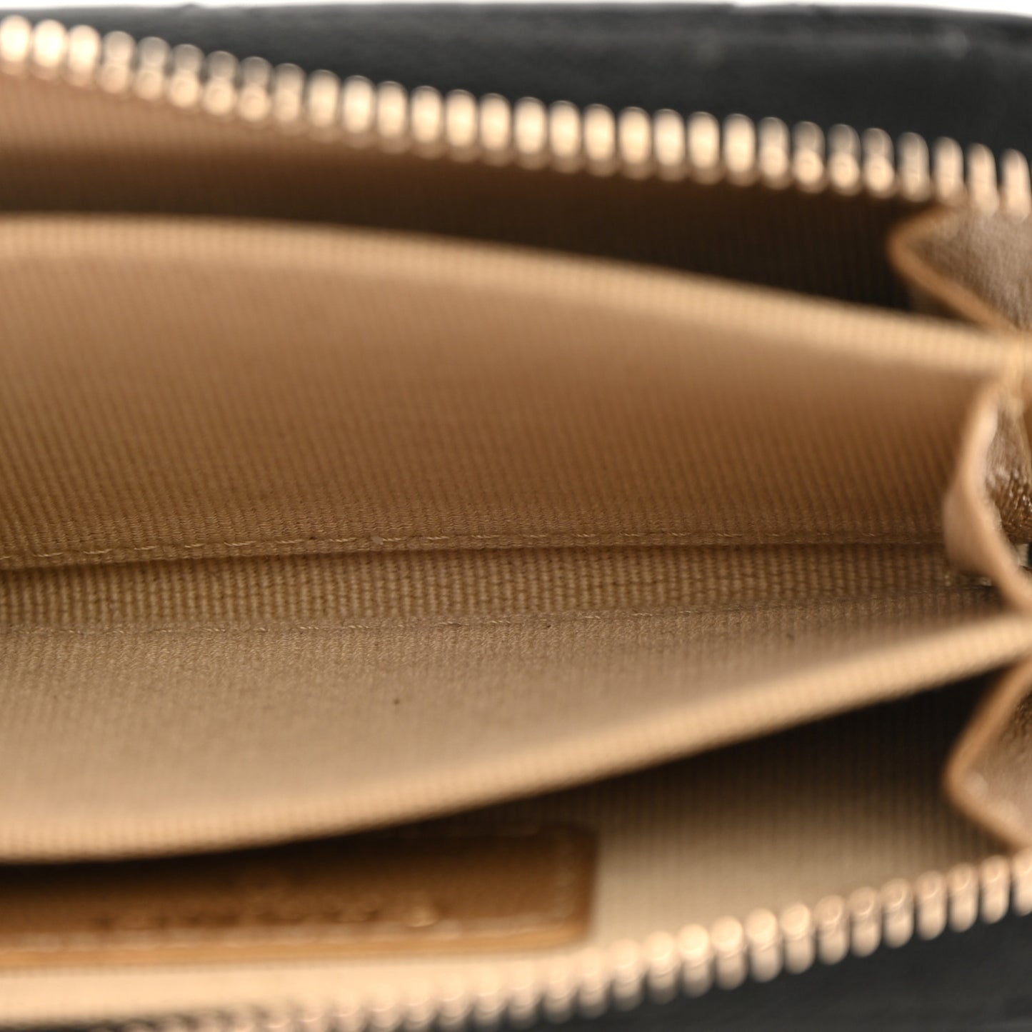 Lambskin Quilted CC Pearl Crush Zip Card Holder On Chain Black