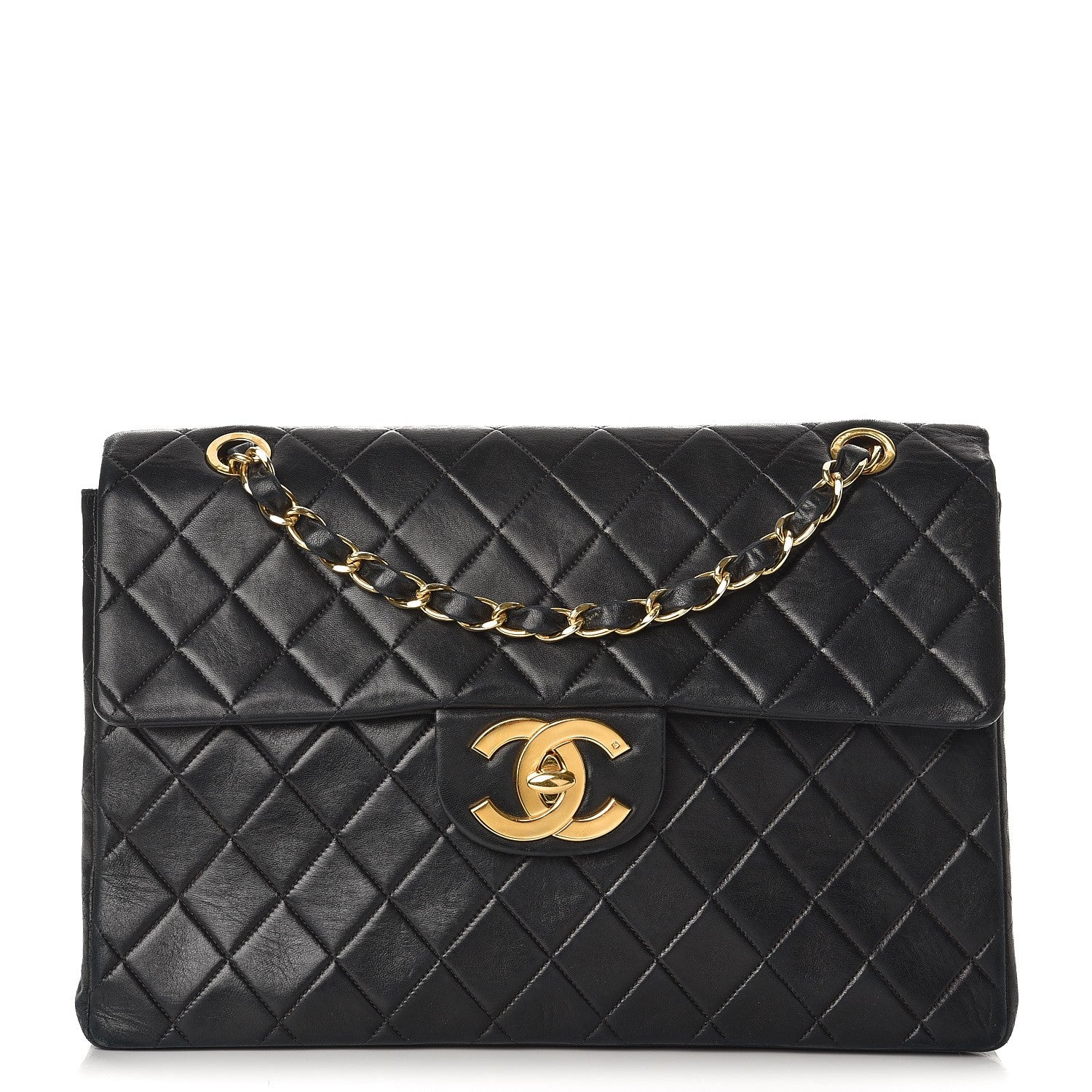Chanel Lambskin Quilted XL Jumbo Single Flap Black 1 of 15