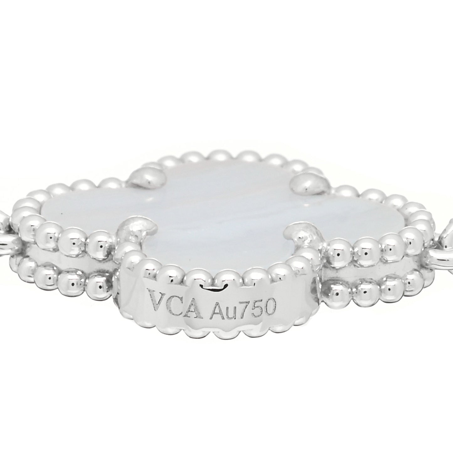 18K White Gold Chalcedony 5 Motifs Vintage Alhambra Bracelet