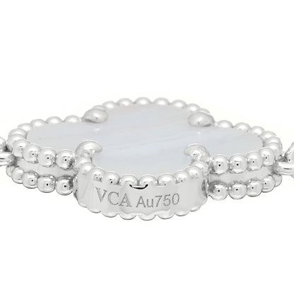 Van Cleef & Arpels 18K White Gold Chalcedony 5 Motifs Vintage Alhambra Bracelet 3 of 3