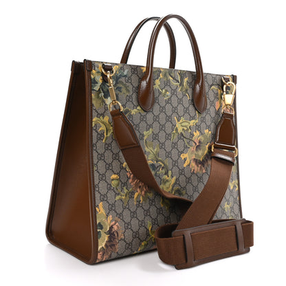 Gucci GG Supreme Monogram Azalea Calfskin Dusty Carnation Retro Interlocking G Tote Bag Beige Ebony Brown Sugar 3 of 11