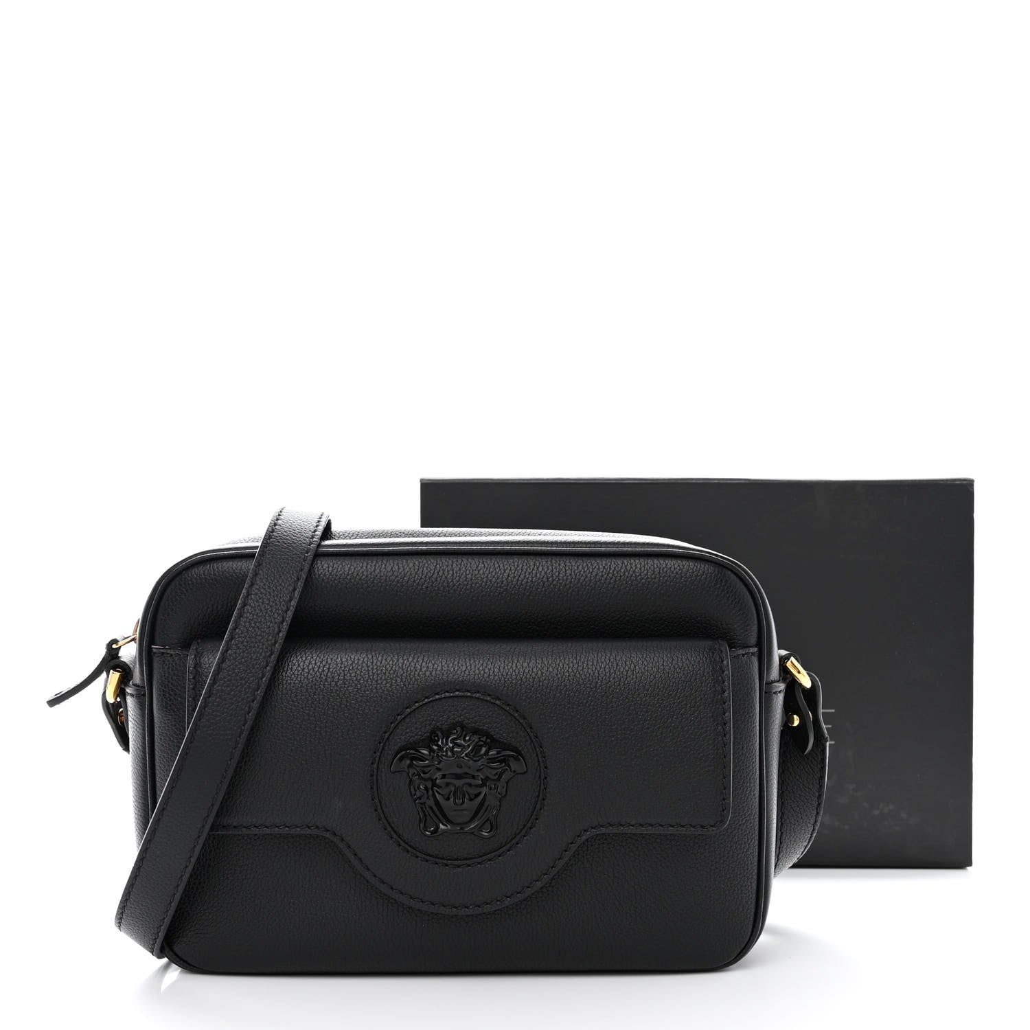 Versace Grained Calfskin Medusa Camera Bag Black 12 of 12