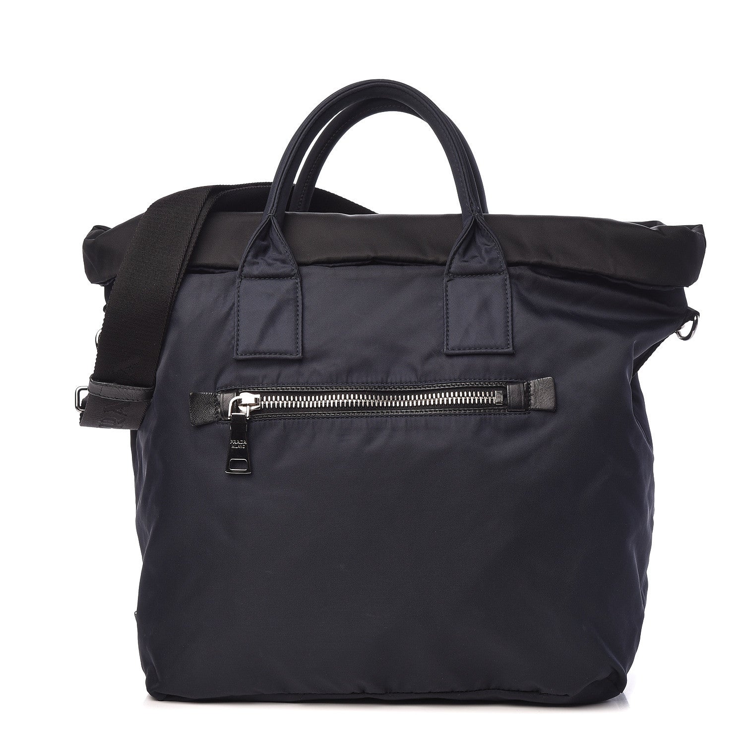 Prada Tessuto Nylon Double Reversible Tote Black Blue 4 of 16