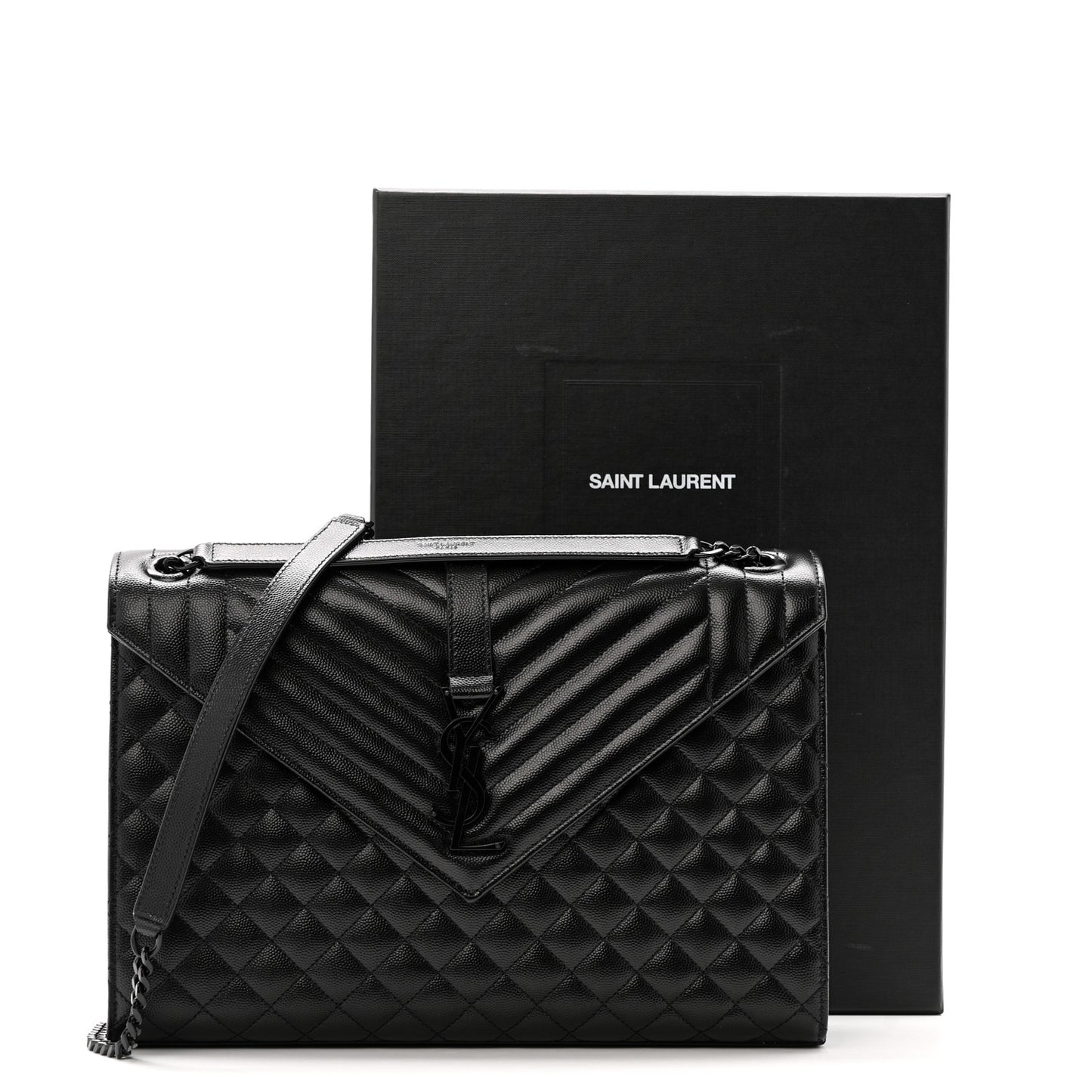 Grain De Poudre Textured Mixed Matelasse Large Triquilt Monogram Monochrome Satchel Black