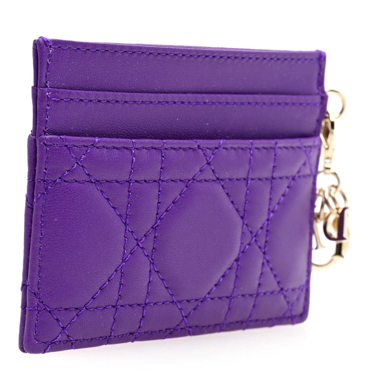 Christian Dior Lambskin Cannage Lady Dior Card Holder Purple 3 of 7