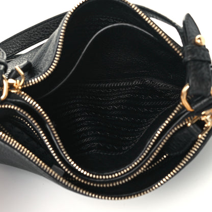 Prada Vitello Daino Double Zip Crossbody Bag Black 8 of 12