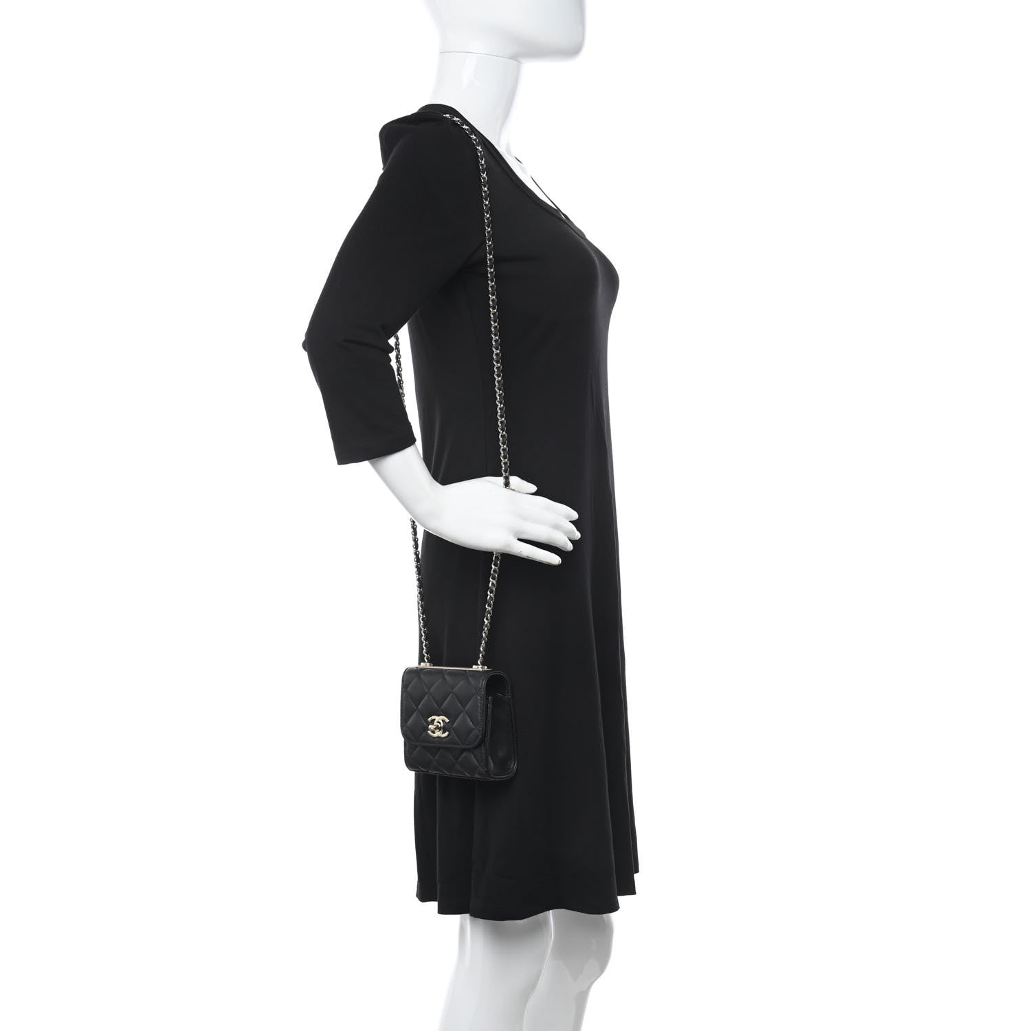 Chanel Lambskin Quilted Mini Trendy CC Chain Wallet Black 3 of 10