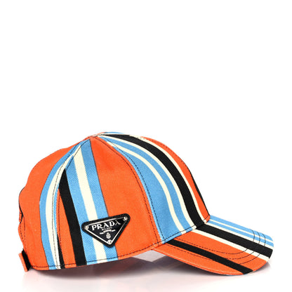 Prada Drill Nylon Striped Womens Baseball Cap M Arancio 4 of 7