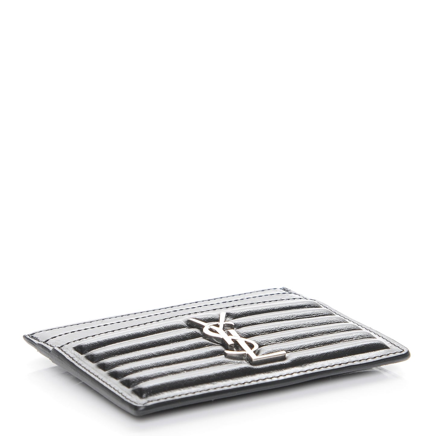 Ribbed Calfskin Opium Monogram Credit Card Case Black