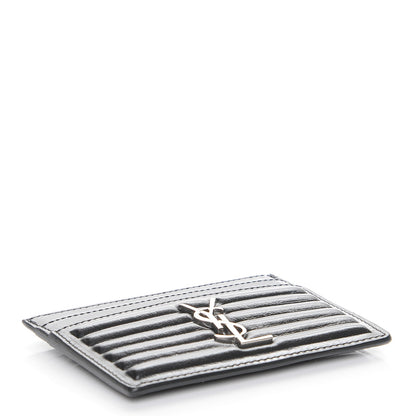 Saint Laurent Ribbed Calfskin Opium Monogram Credit Card Case Black 4 of 7