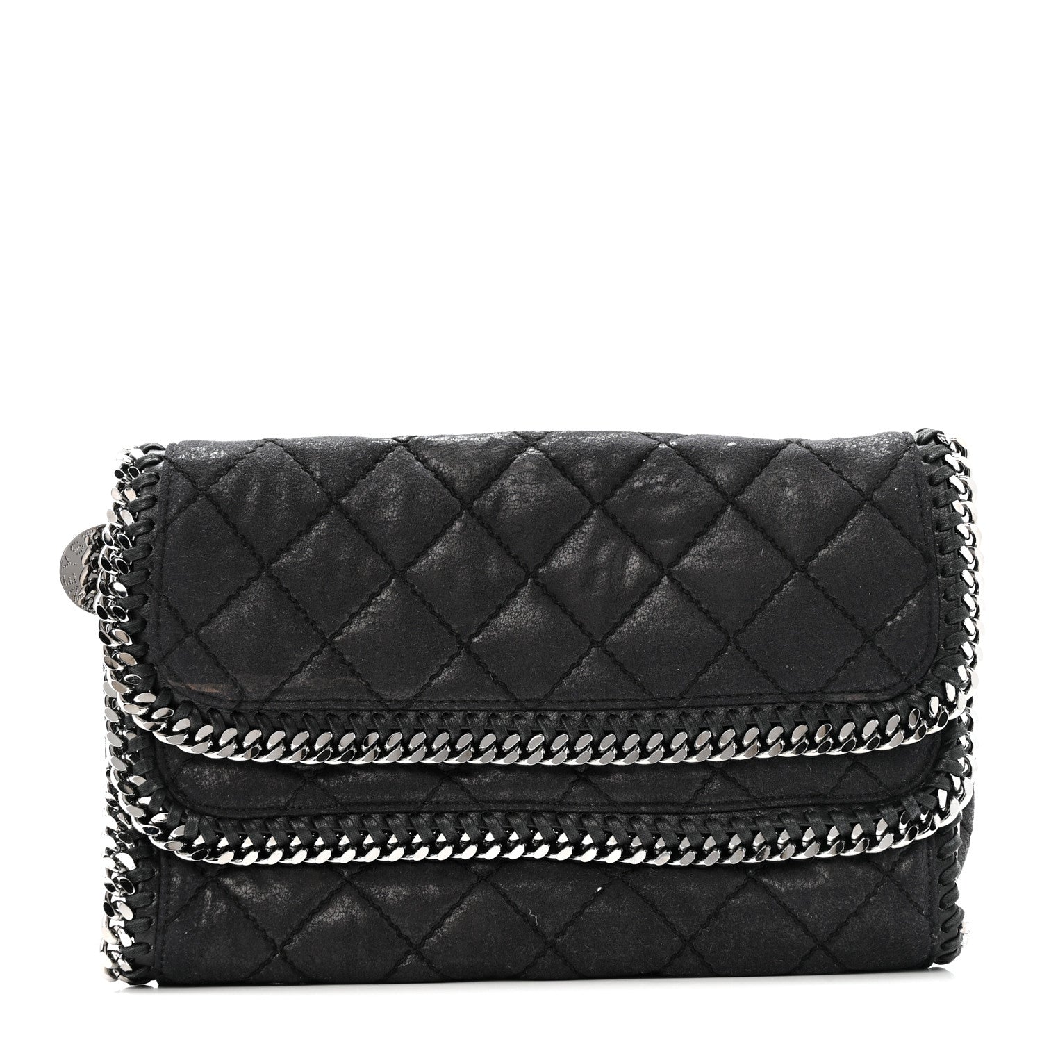 Stella McCartney Shaggy Deer Quilted Falabella Fold Over Clutch Black 1 of 12